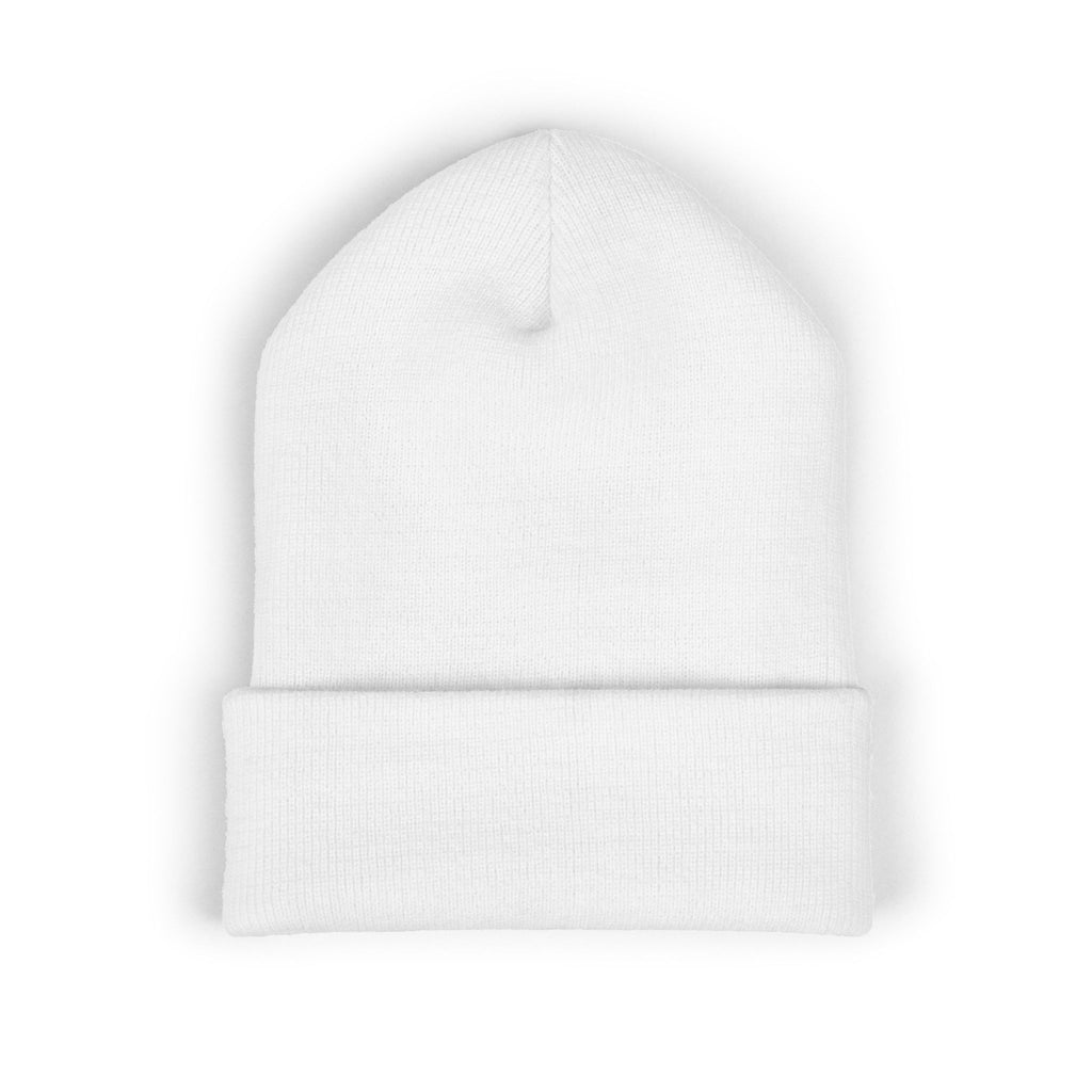 Embroidered 'MRDRED' Classic Cuffed Beanie – White Knit Winter Hat