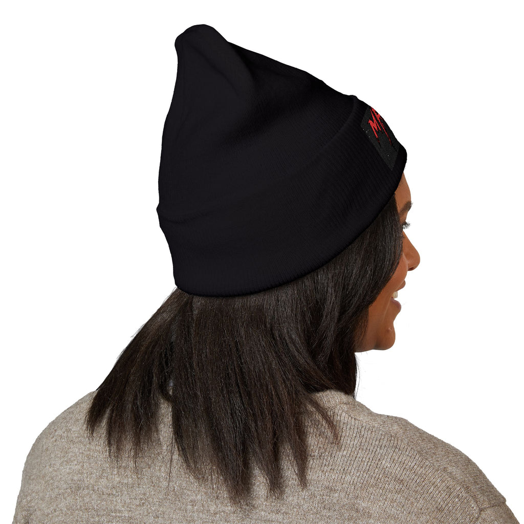 Embroidered 'MRDRED' Classic Cuffed Beanie – White Knit Winter Hat