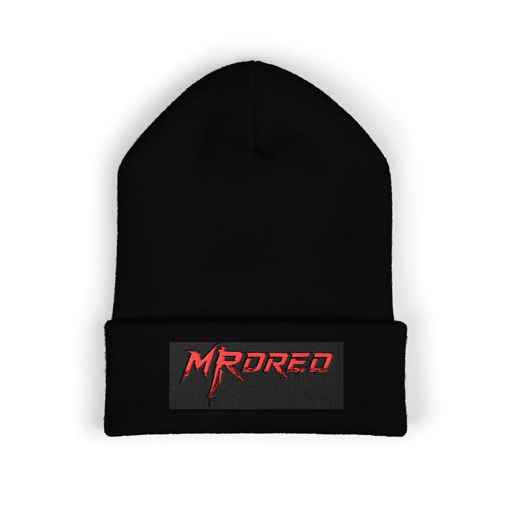 Embroidered 'MRDRED' Classic Cuffed Beanie – White Knit Winter Hat